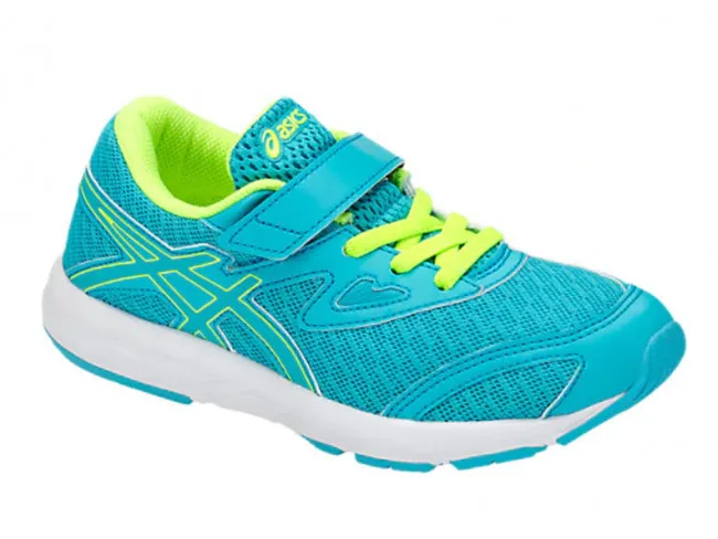 ASICS SCARPE BAMBINA STRAPPO JUNIOR  C809N 401  AMPLICA PS AQUARIUM/FLASH YELLOW