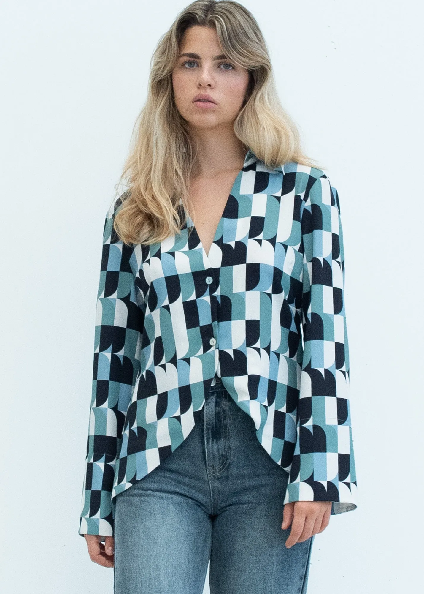 Blusa con stampa geometrica