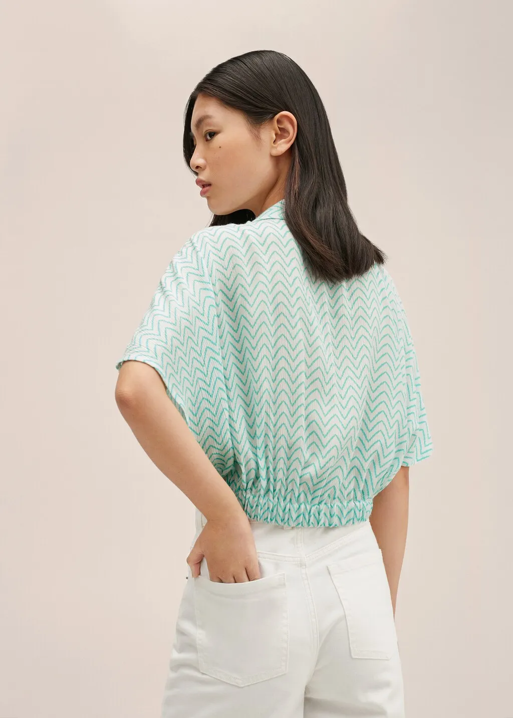 Blusa crop stampa