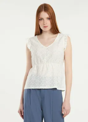 Blusa smanicata ricamata donna