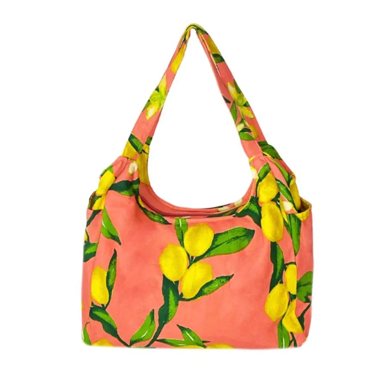 Borsa con Tasche Canvas a Fantasia Limoni