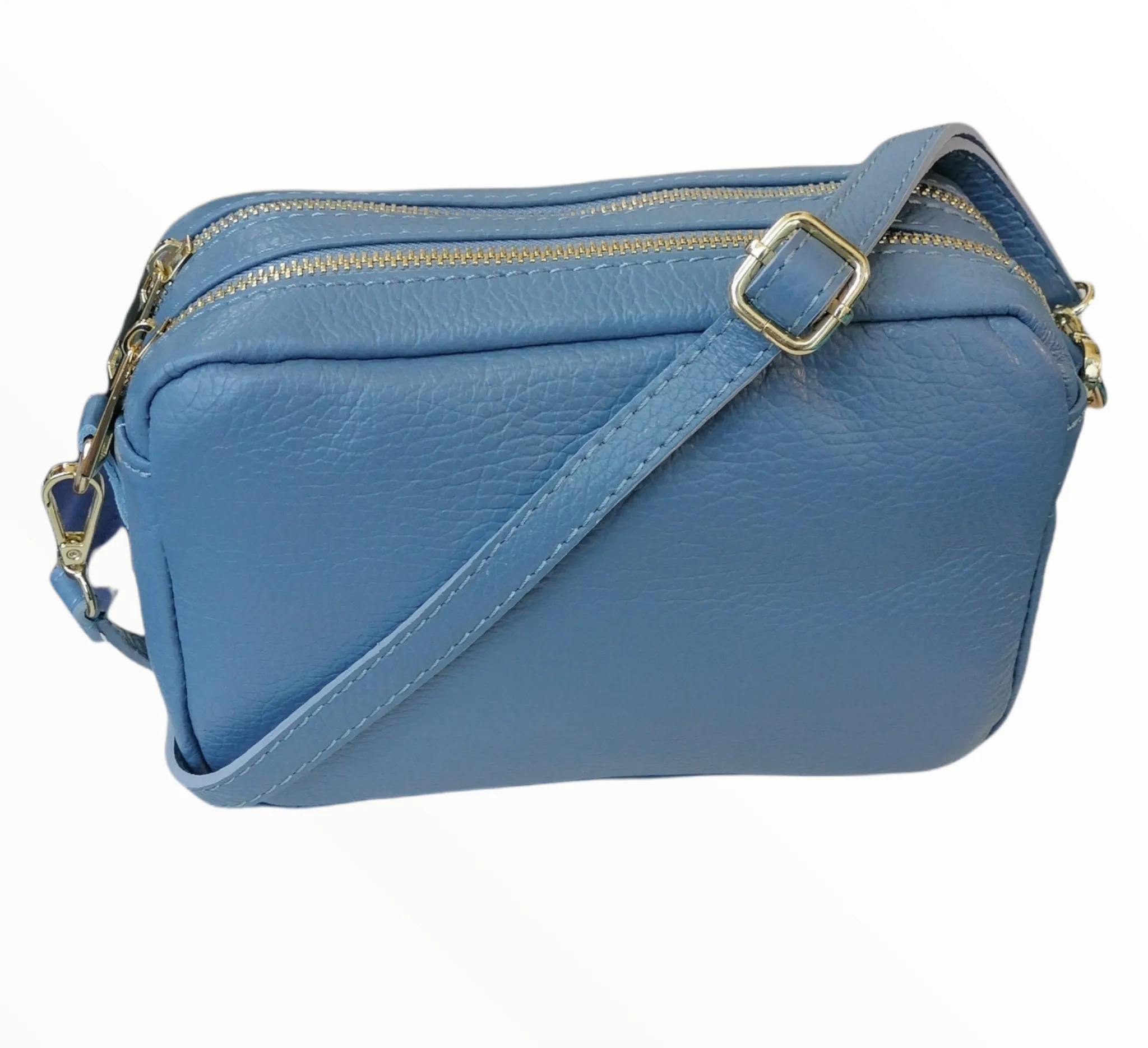 Borsa Pochette Doppio Zip in Pelle Dollaro MADE IN ITALY