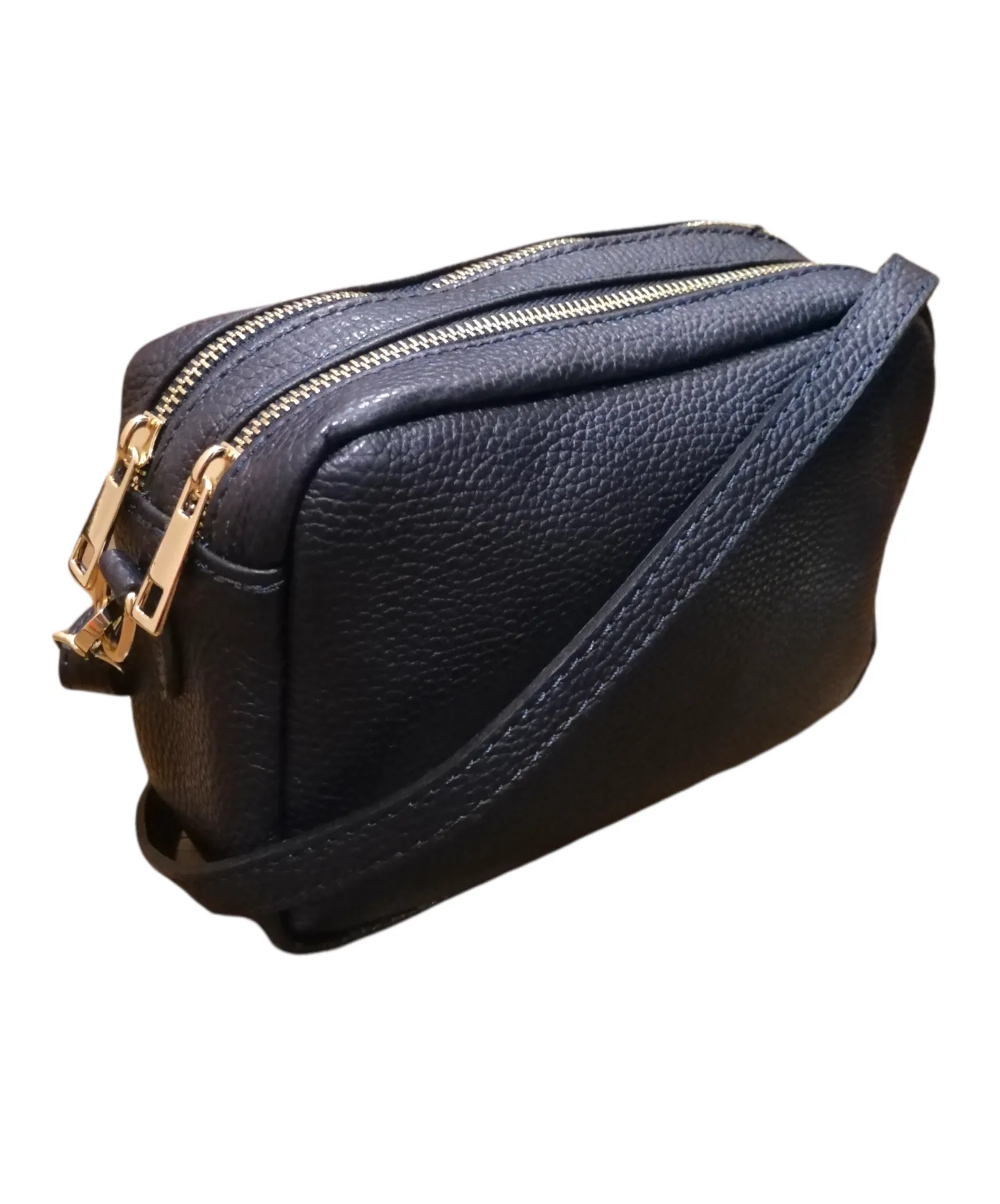 Borsa Pochette Doppio Zip in Pelle Dollaro MADE IN ITALY