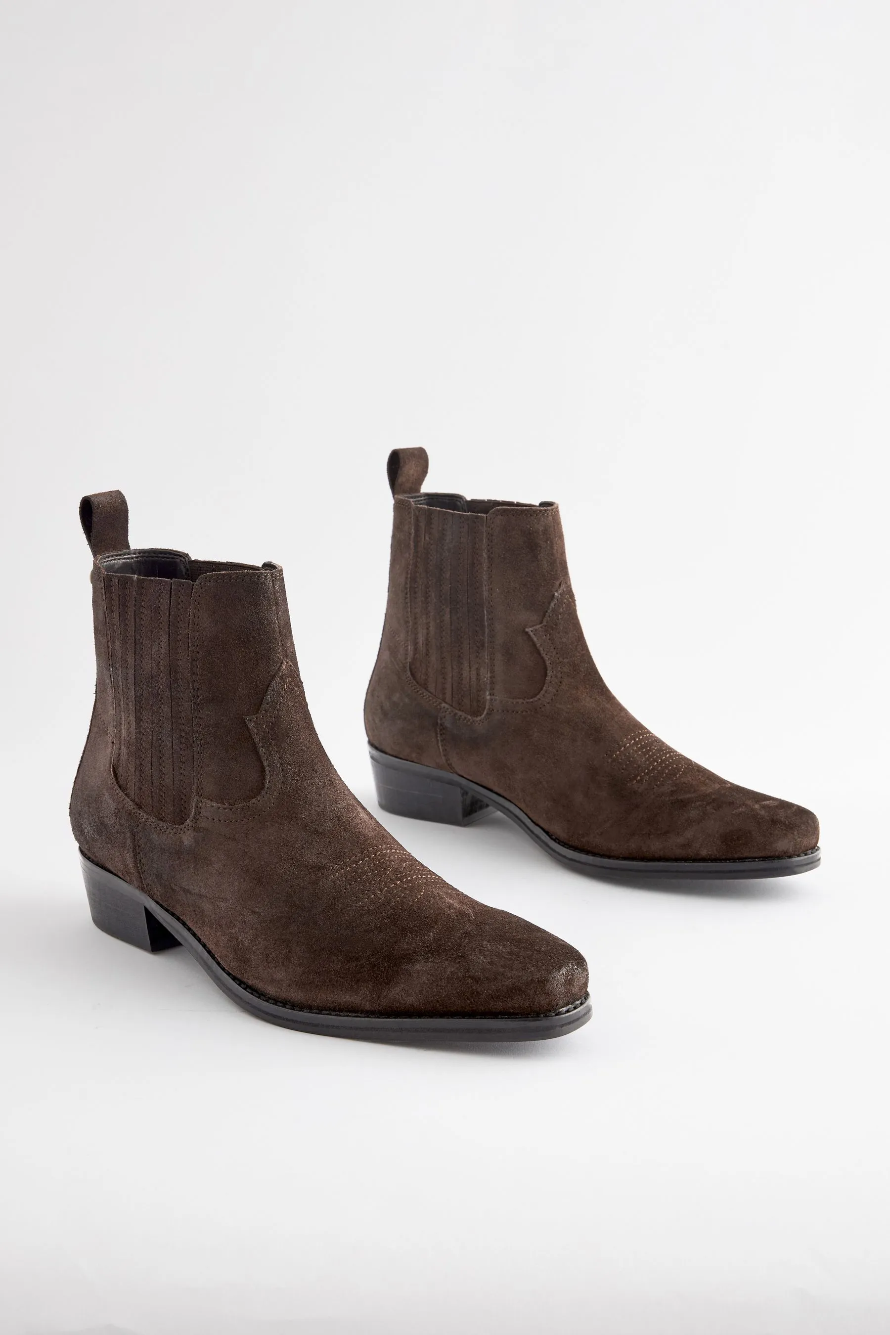 Edit Leather Western Chelsea Boots    