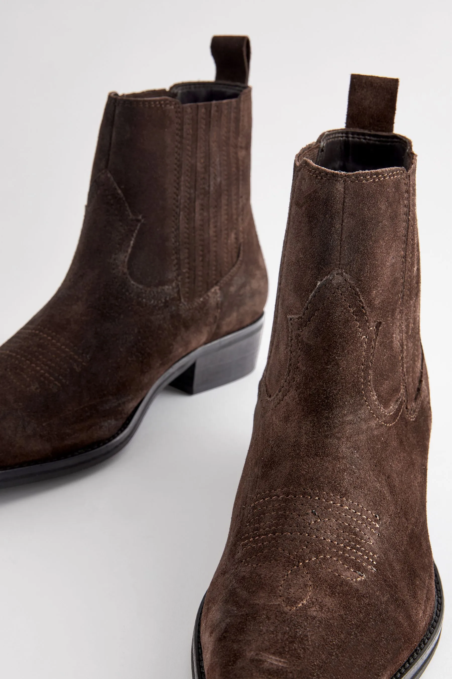 Edit Leather Western Chelsea Boots    