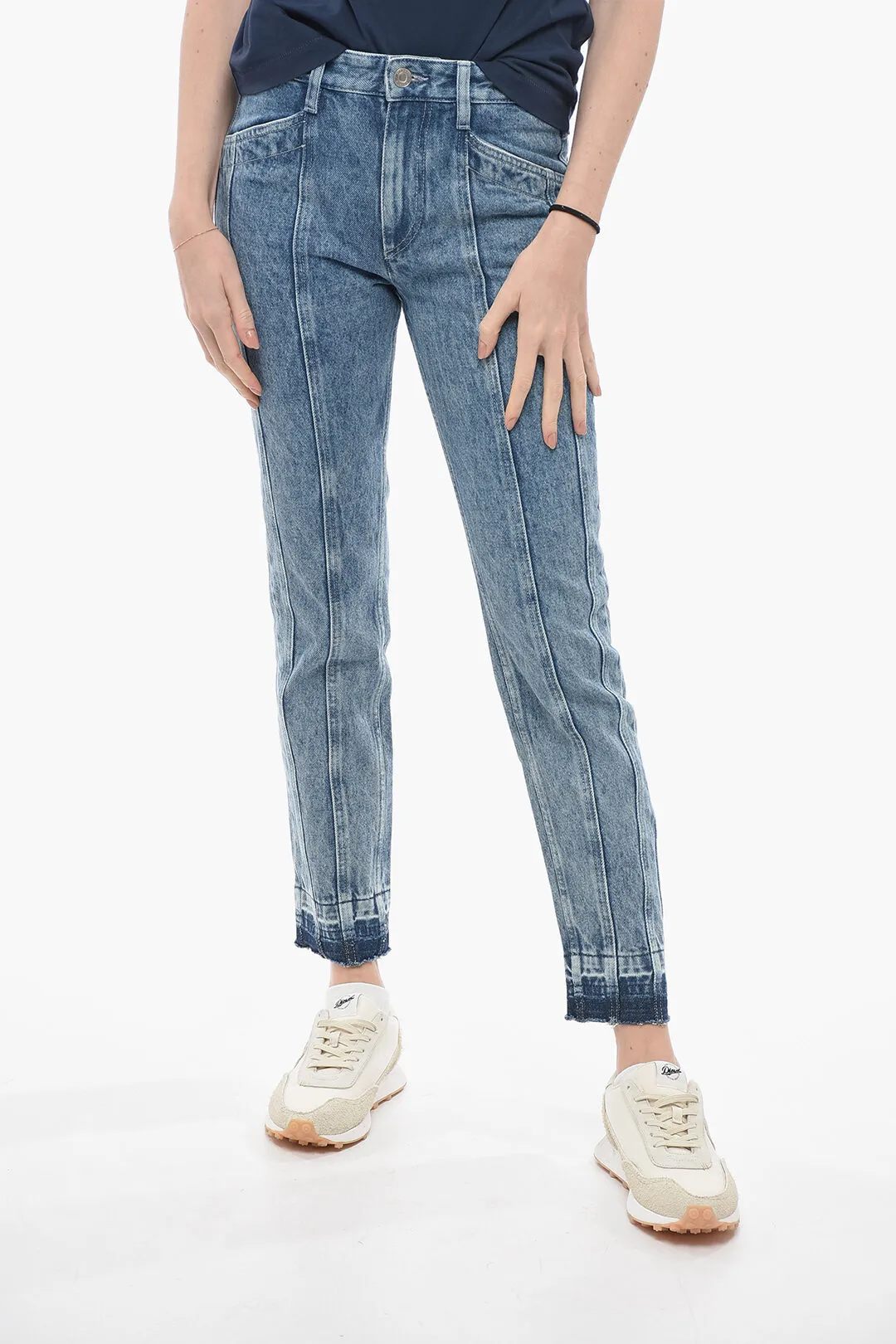 ETOILE Jeans Stone Washed SULANOA con Cuciture Verticali 17cm