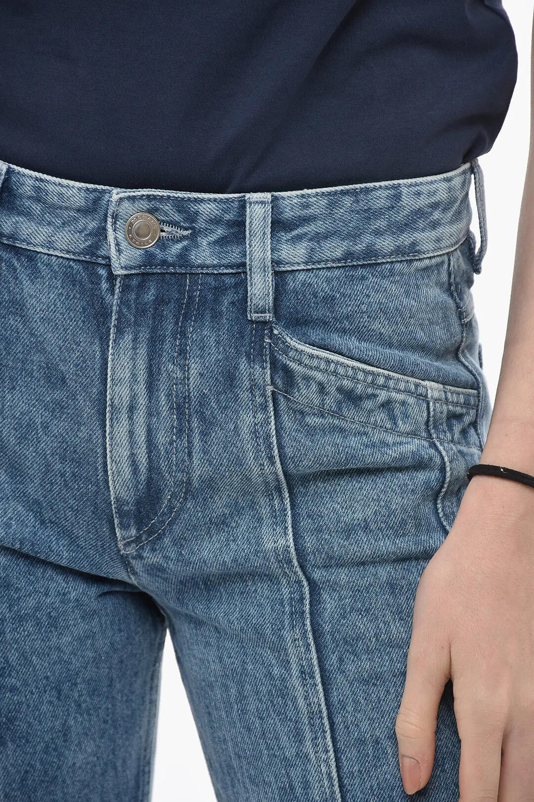 ETOILE Jeans Stone Washed SULANOA con Cuciture Verticali 17cm