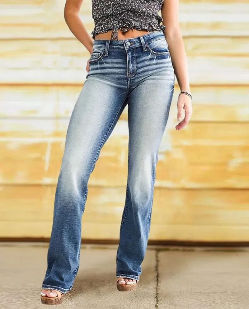 Factory Direct Sales    And  Women's Jeans Temperament Versatile Washed Casual Pants Denim Trousers