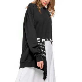 Felpa Maxi Con Strappo, Nero