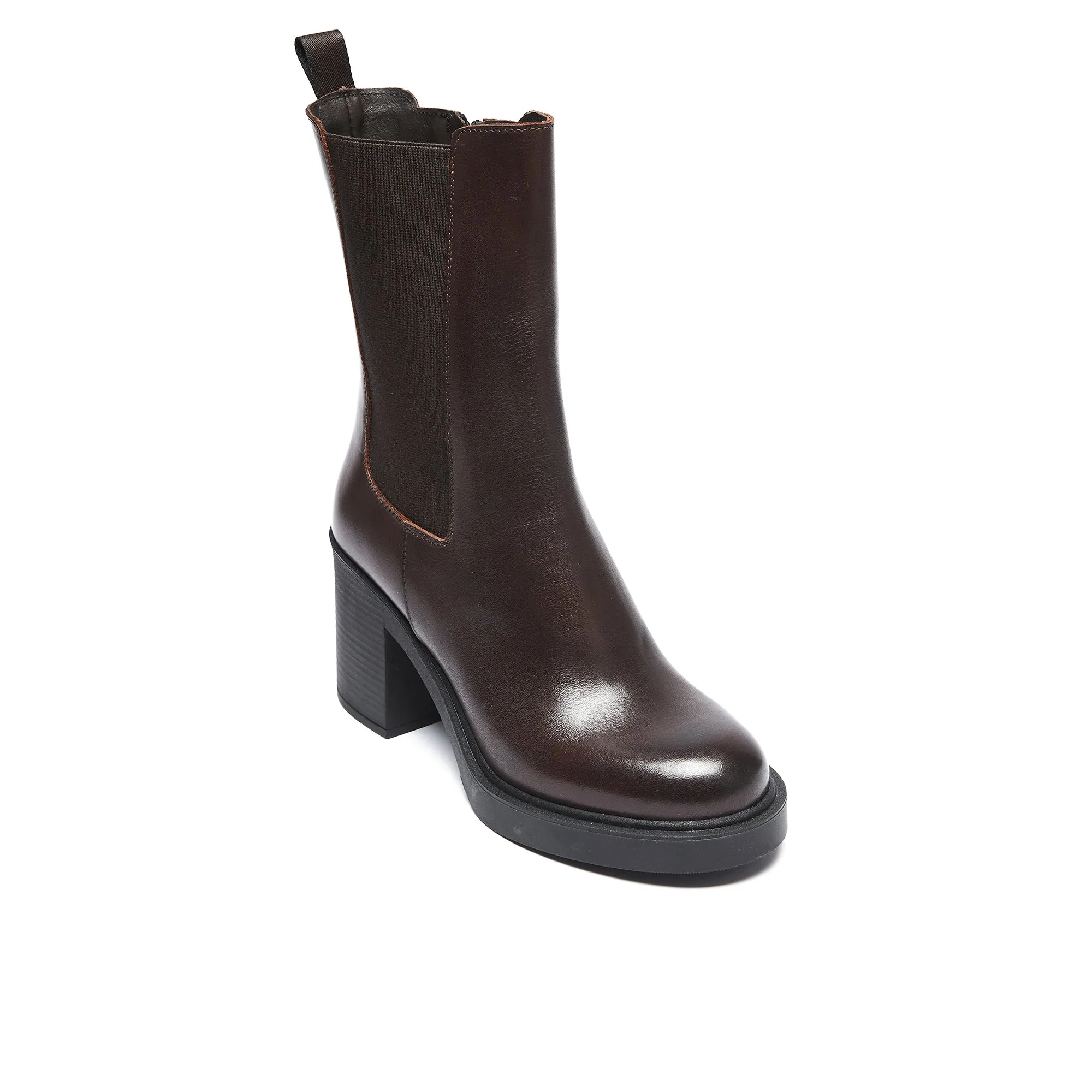 Heeled chelsea boot dark brown