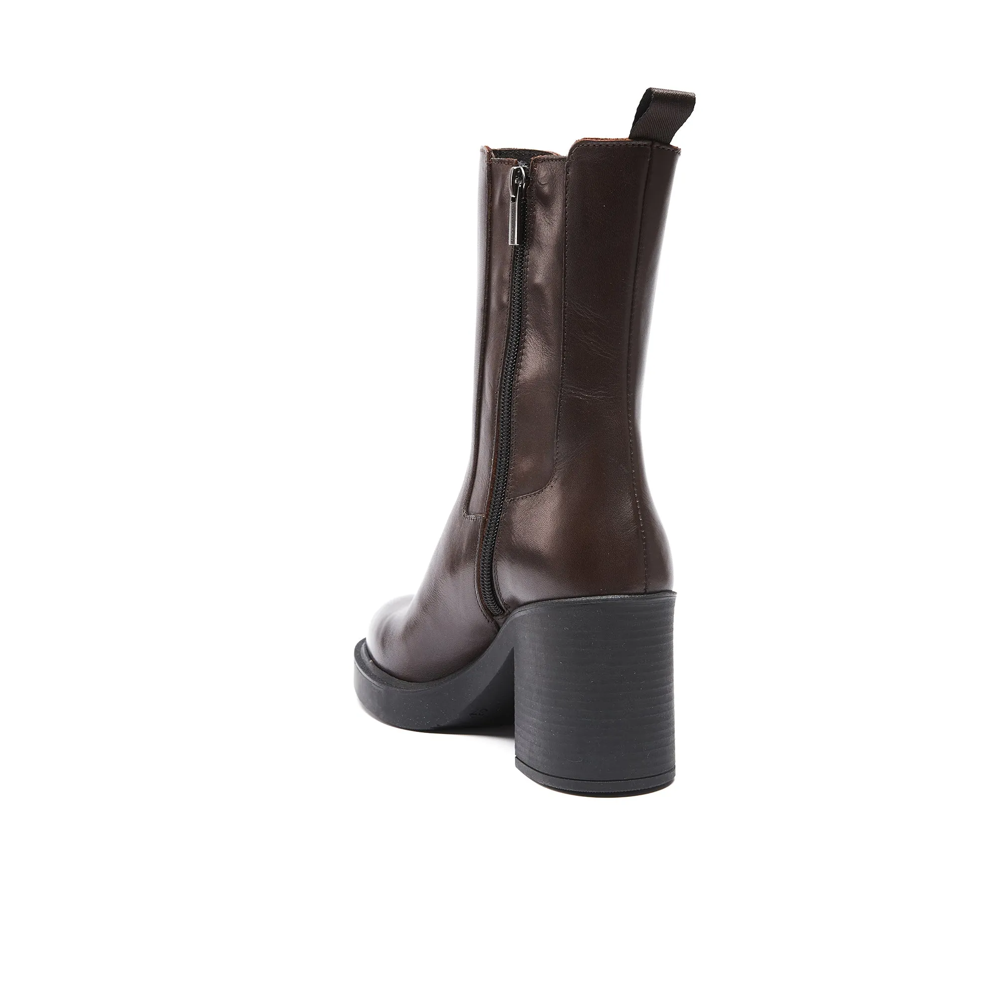 Heeled chelsea boot dark brown