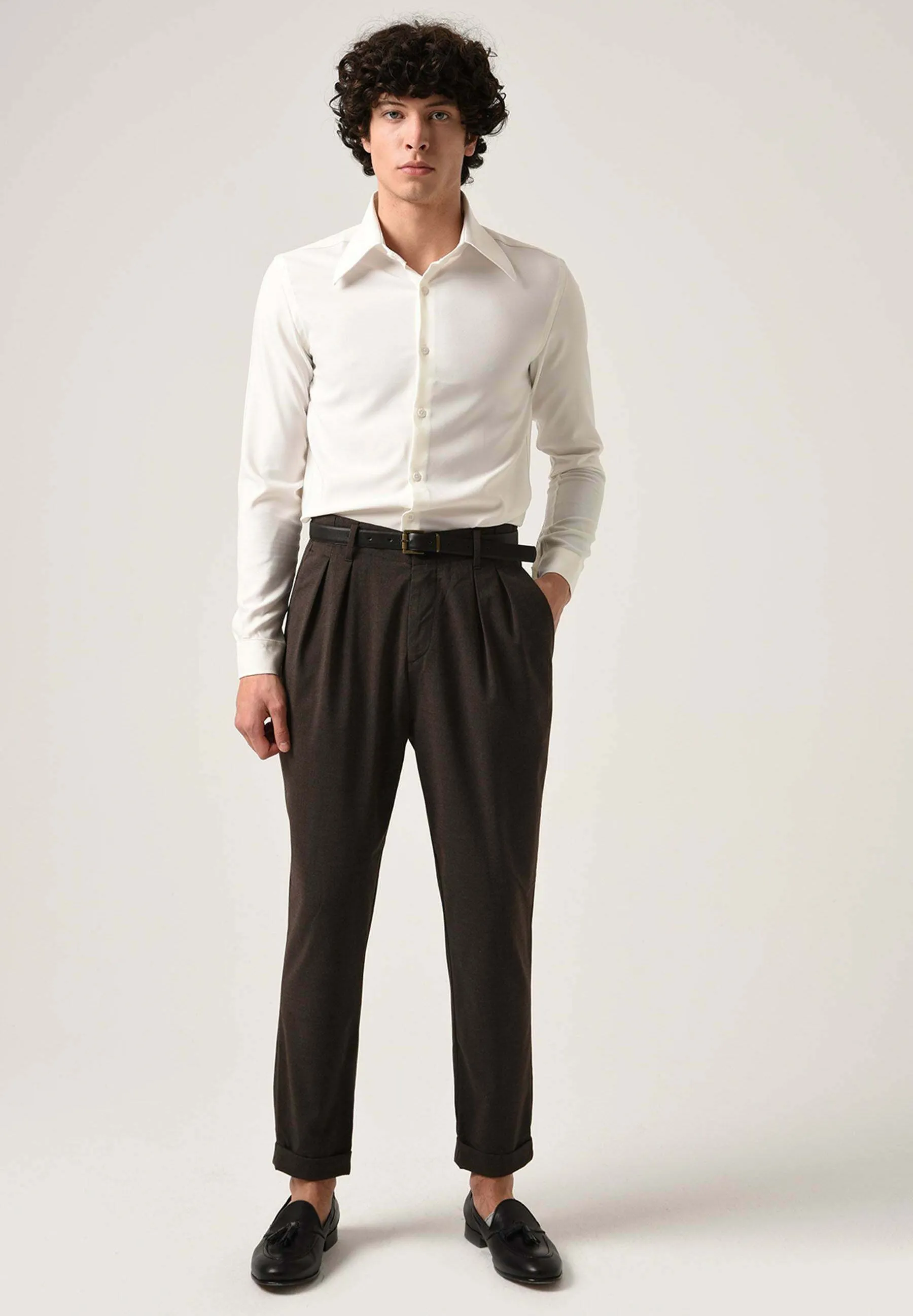 HIGH WAIST AND BELTED - Pantaloni