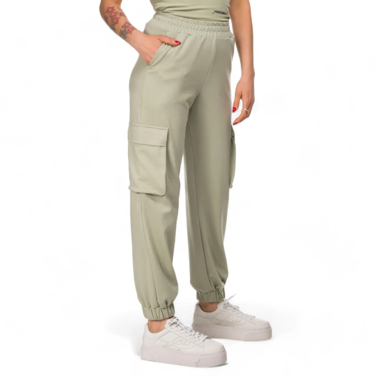 Hinnominate pantalone felpa cargo verde