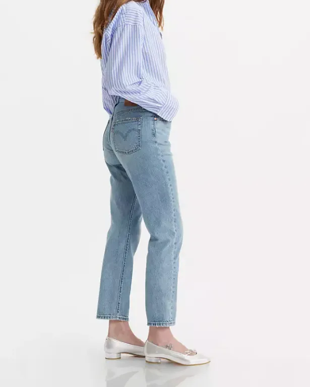 Jeans 501® slim a vita media dal taglio cropped in cotone e lyocell lavaggio chiaro super stone washed