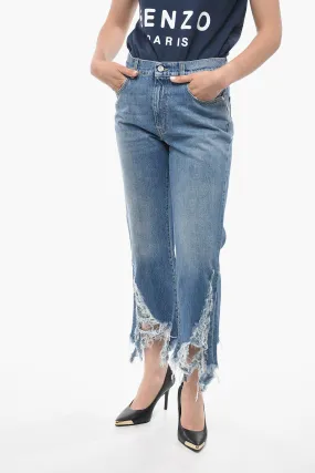 Jeans Cropped Fit con Fondo Distressed 24cm