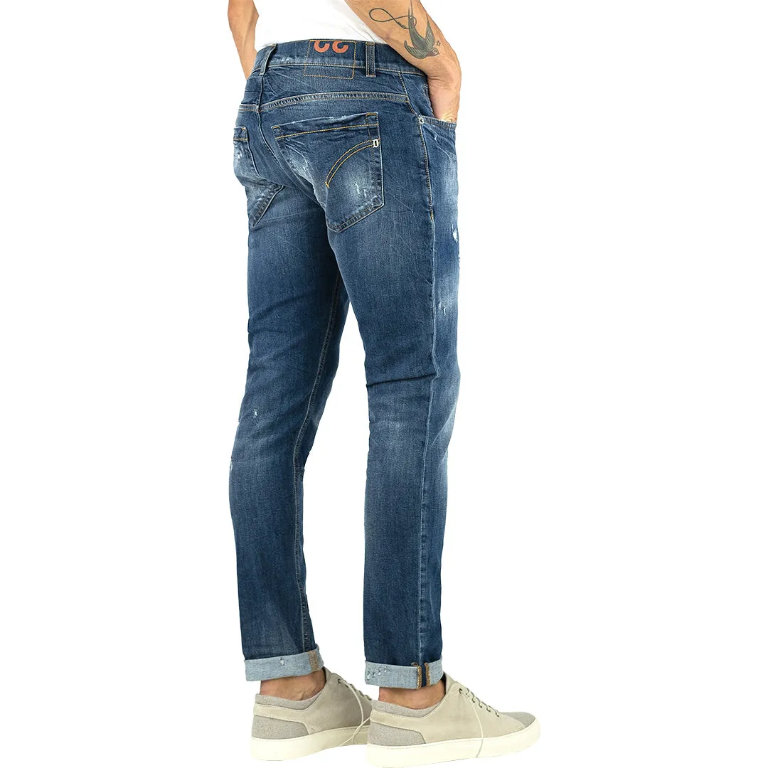 Jeans DONDUP George UP232 con Piccole Rotture Lavaggio Medio Scuro