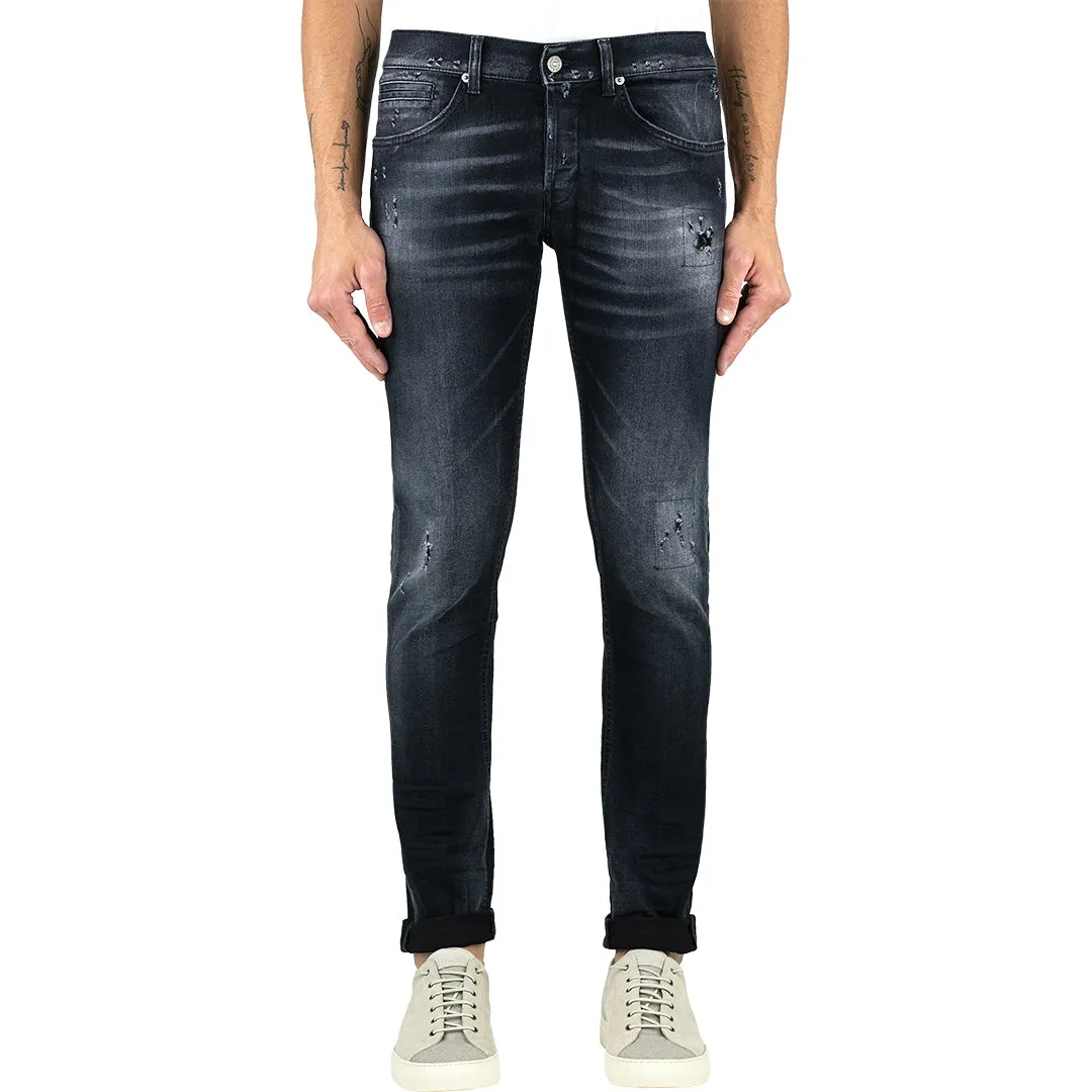 Jeans DONDUP George UP232 con Piccole Rotture Nero Lavato