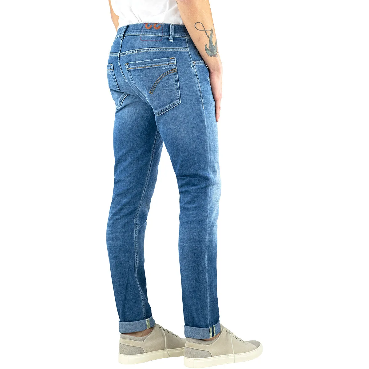 Jeans DONDUP George UP232 Piccole Abrasioni in Denim Stretch Lavaggio Medio