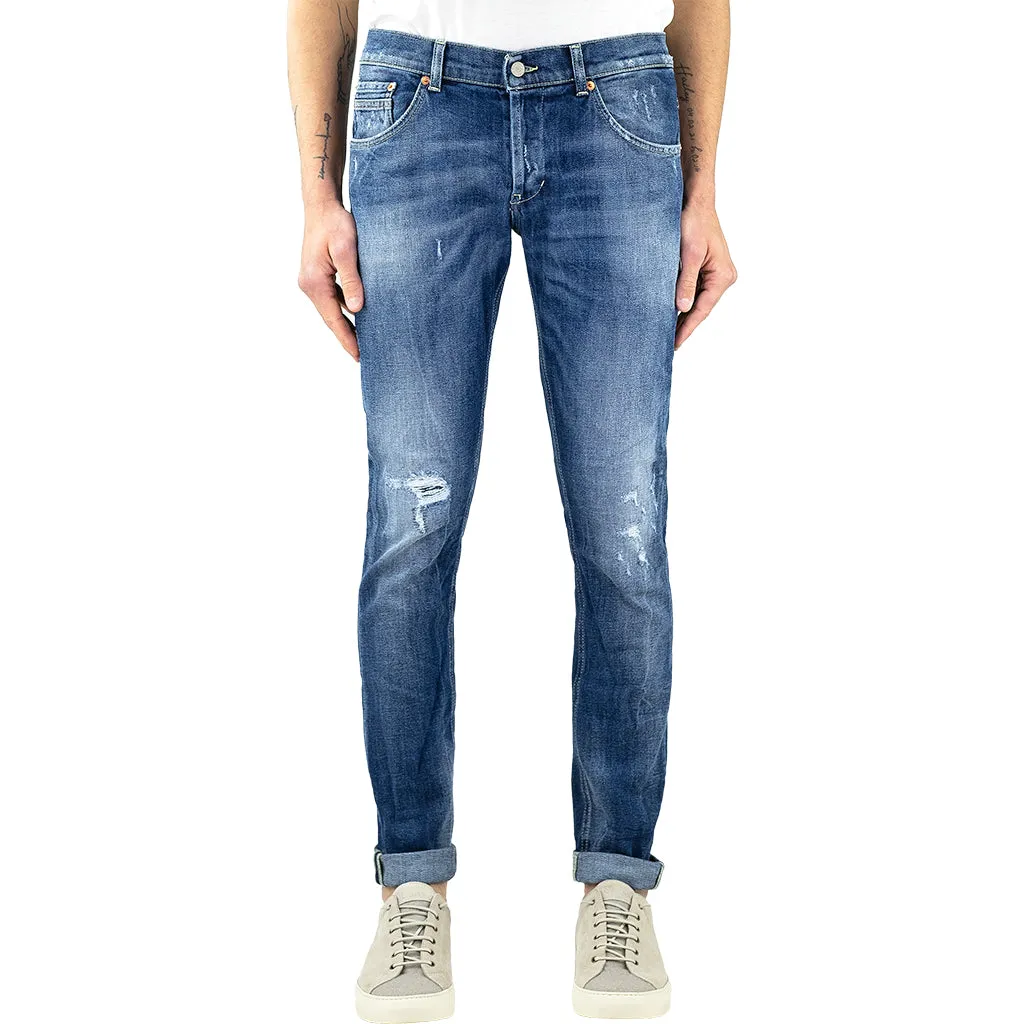 Jeans DONDUP Ritchie UP424 Strappato Rammendato Lavaggio Medio