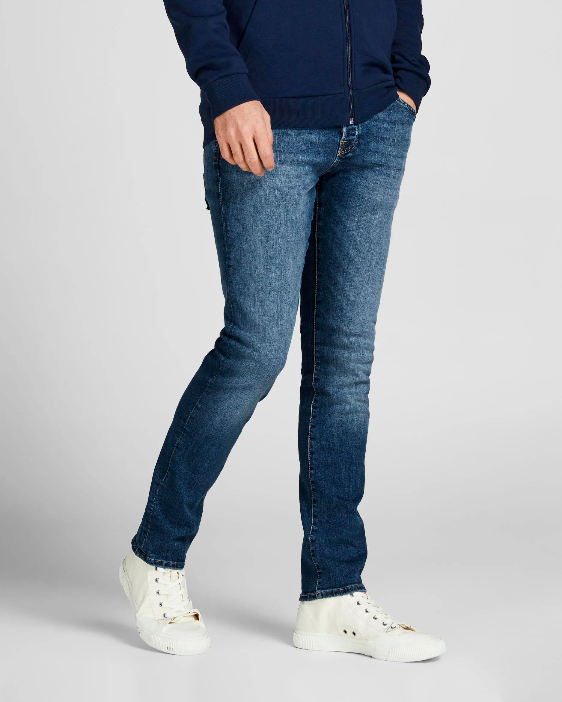 Jeans Glenn slim fit in cotone stretch lavaggio scuro stone washed