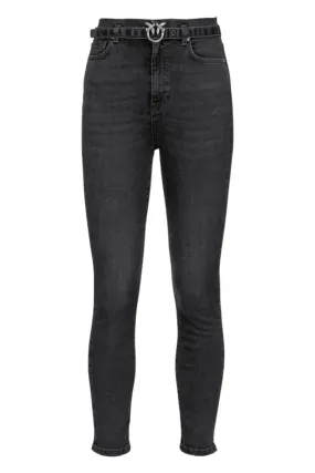 Jeans skinny black con cintura love birds