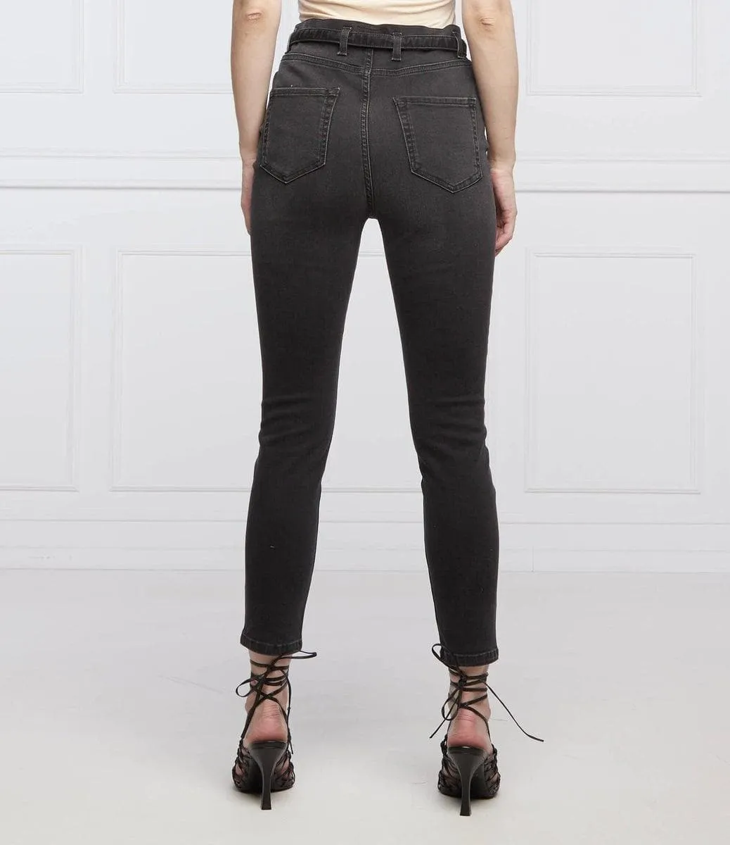 Jeans skinny black con cintura love birds