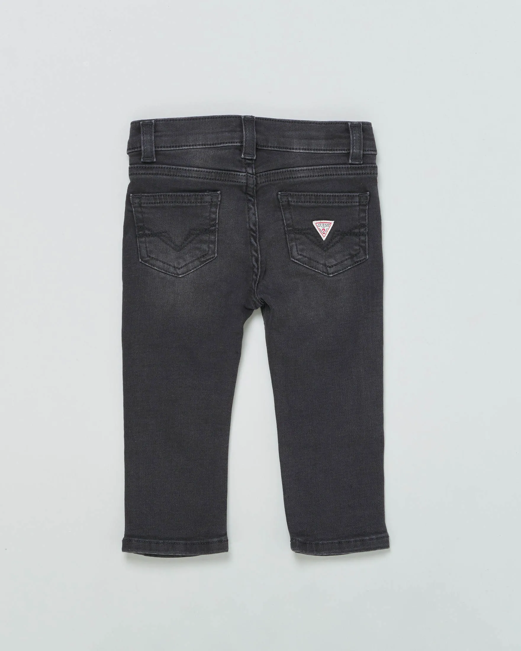 Jeans vestibilità slim neri a vita media in cotone stretch con schiariture 12-24 mesi