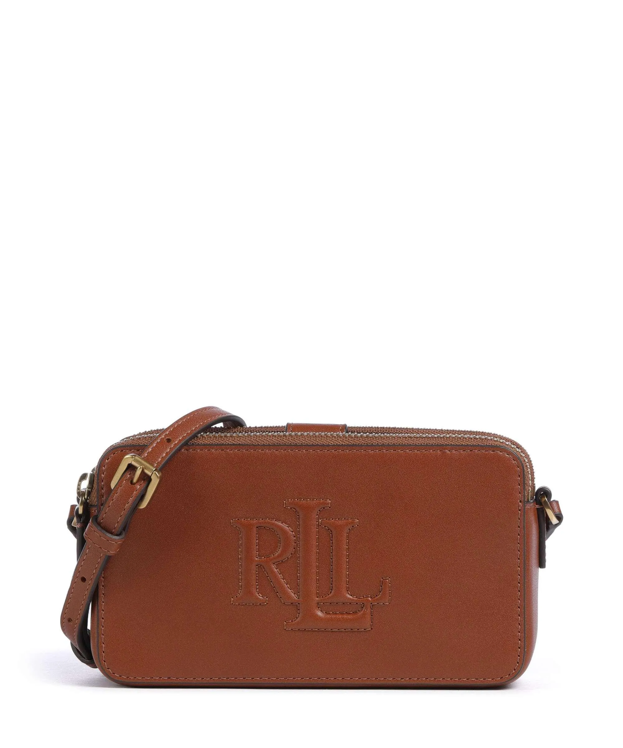  Lauren Ralph Lauren Witley Medium Borsa a tracolla pelle di vacchetta finemente grana tan  