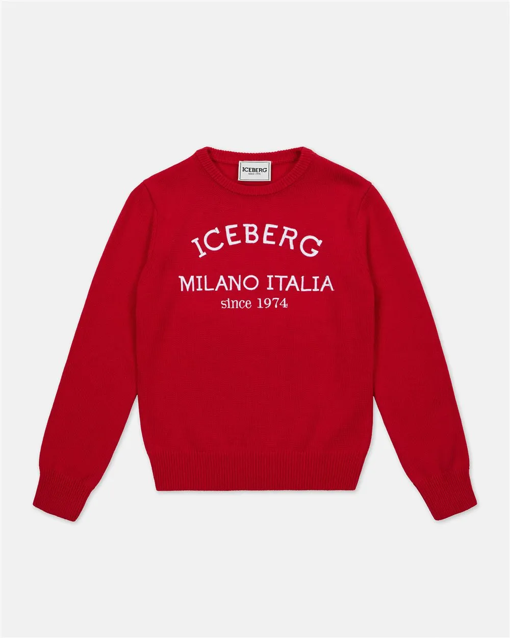 Maglione girocollo rosso con logo