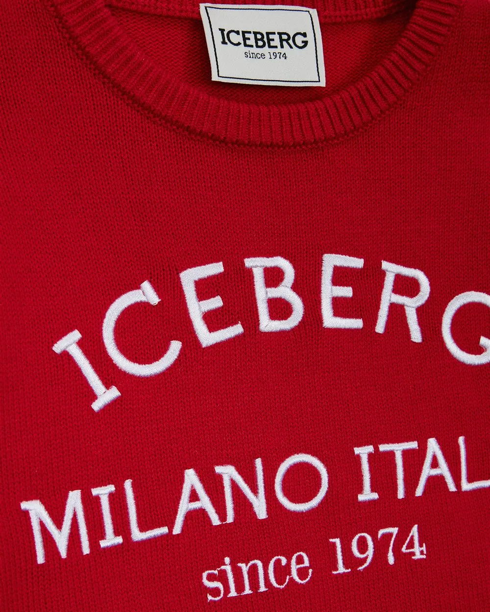 Maglione girocollo rosso con logo