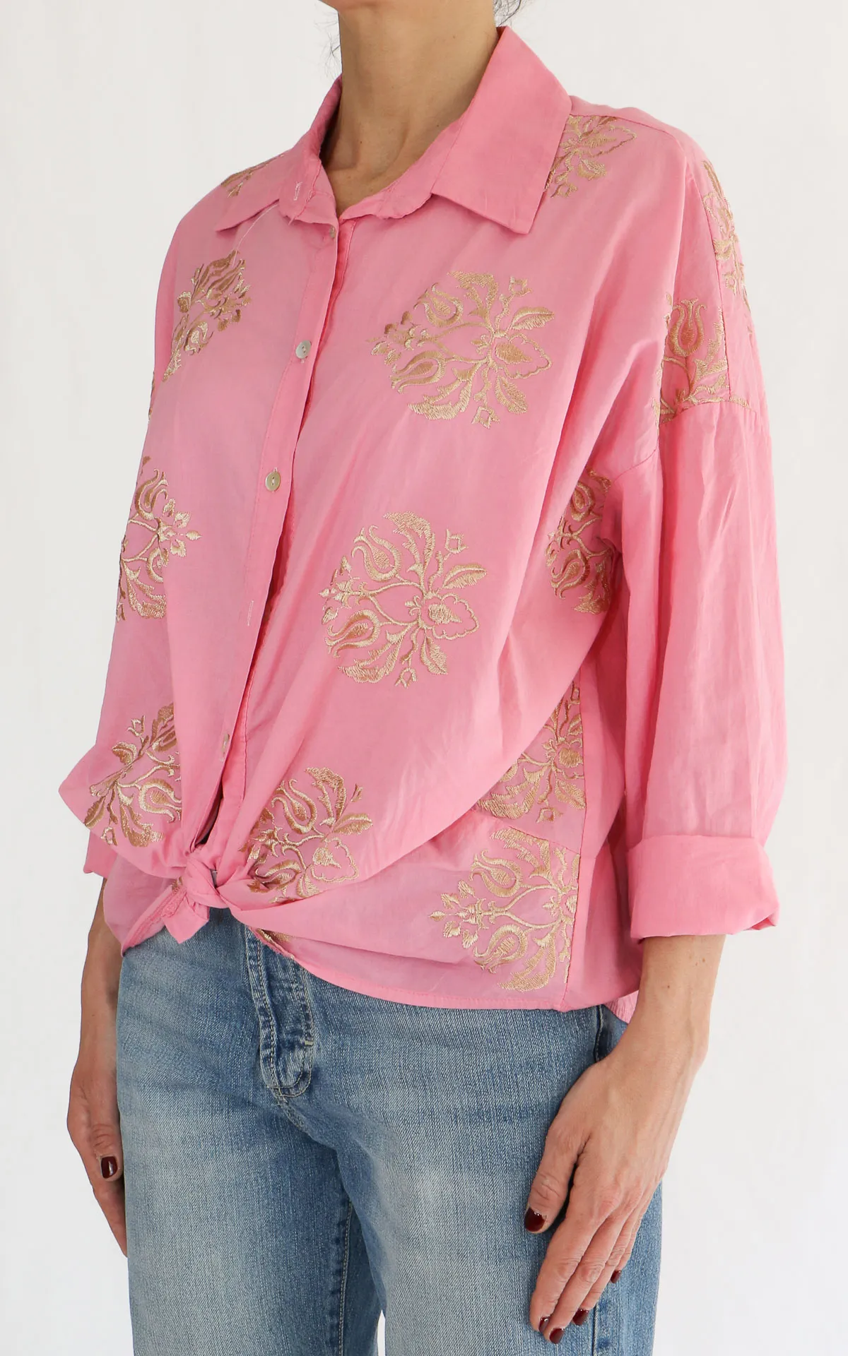 OFF-ON – camicia ricamo – ROSA