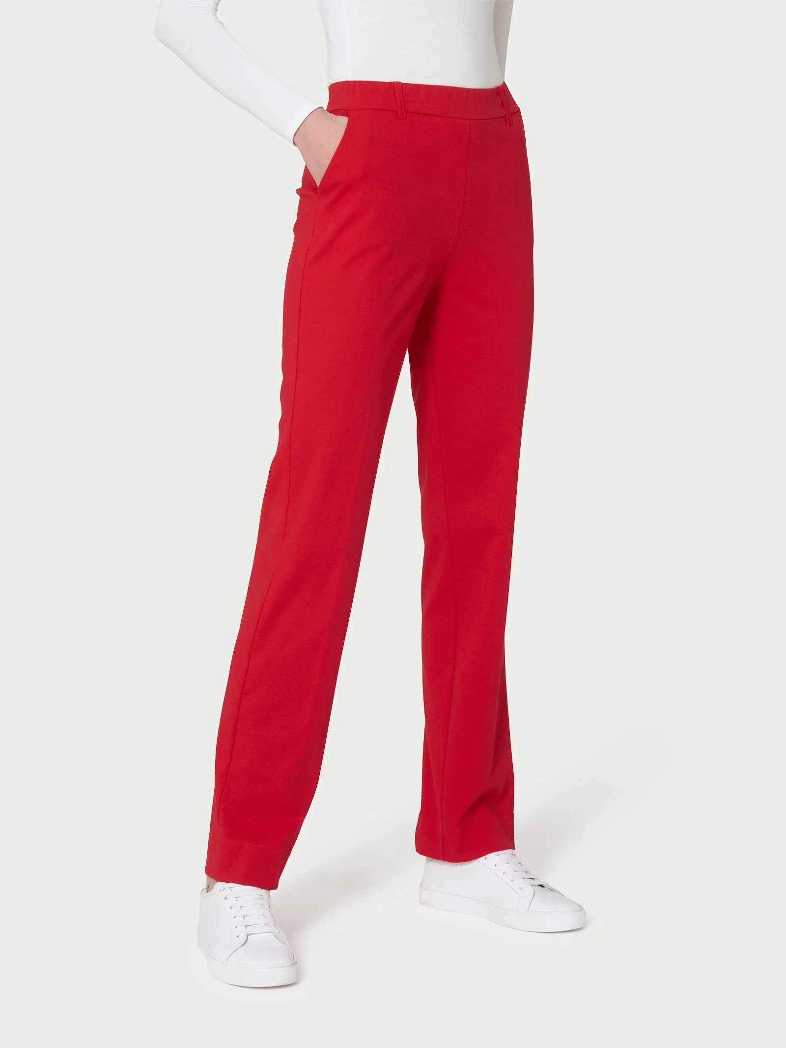 Pantalone dritto con tasche in Compact Light - Salsa