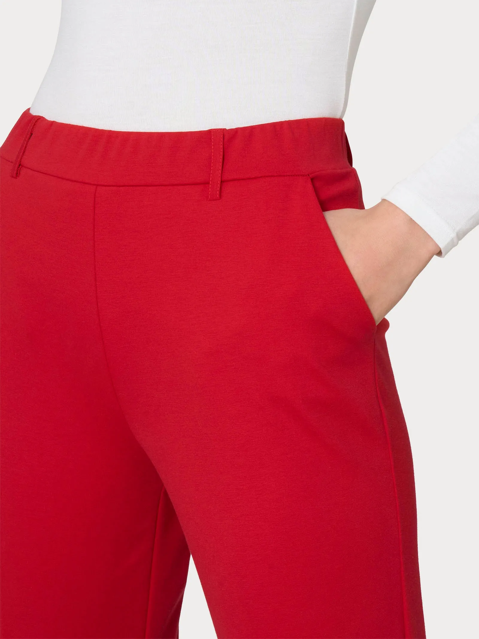 Pantalone dritto con tasche in Compact Light - Salsa