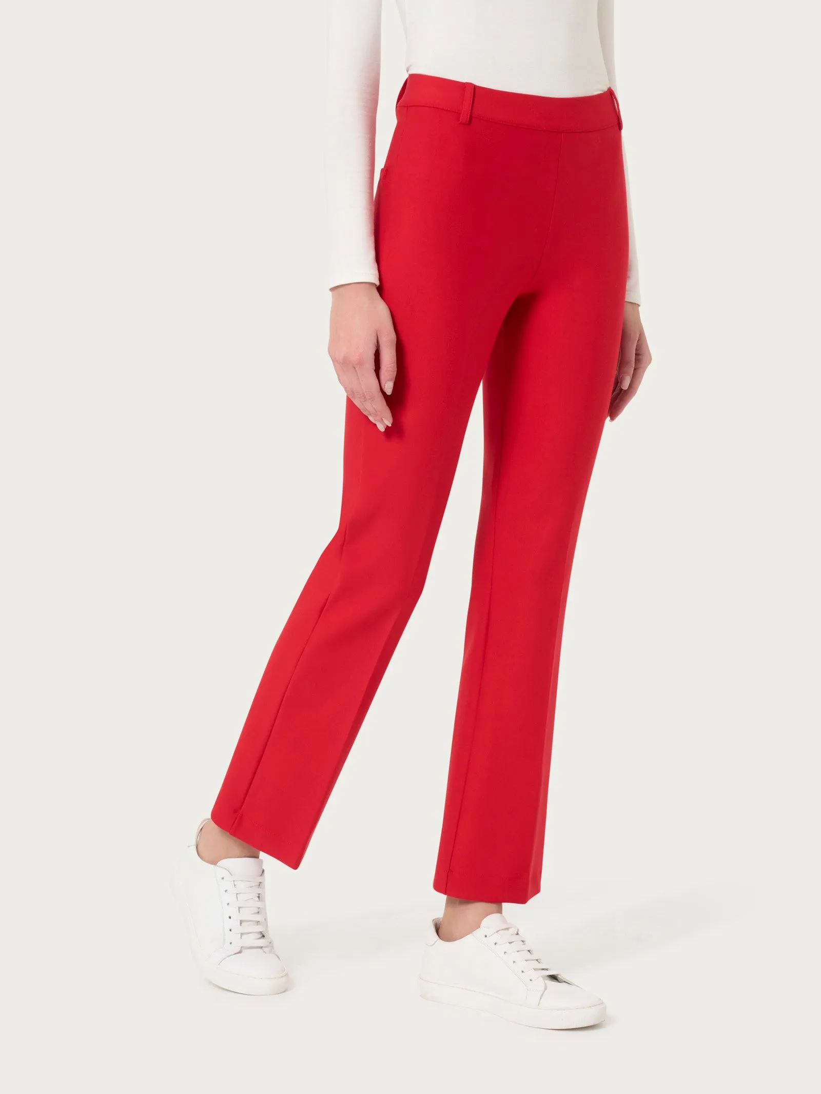 Pantalone flare alla caviglia in Compact - Salsa