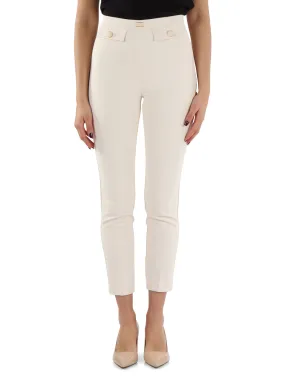 Pantalone in crepe stretch con placca logo