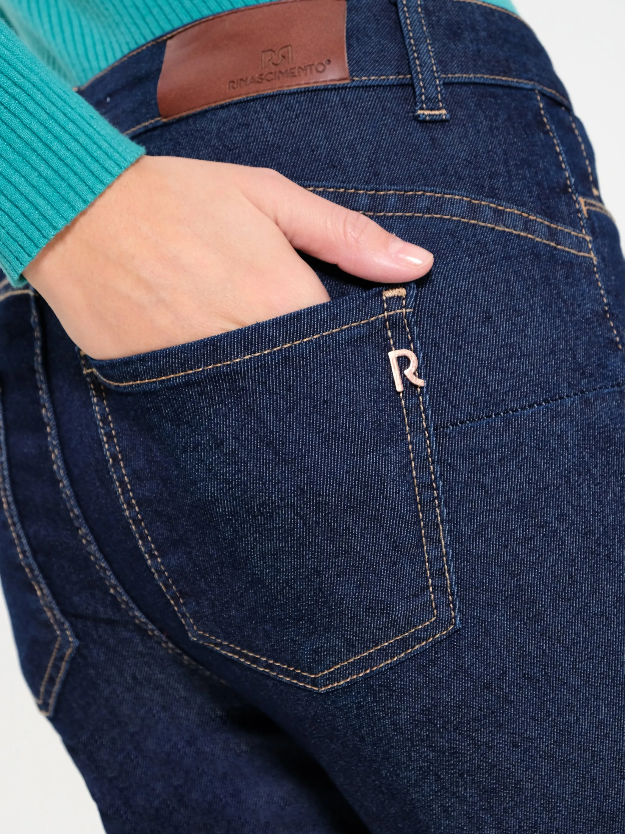 Pantalone Jeans a Zampa Elasticizzati Blu