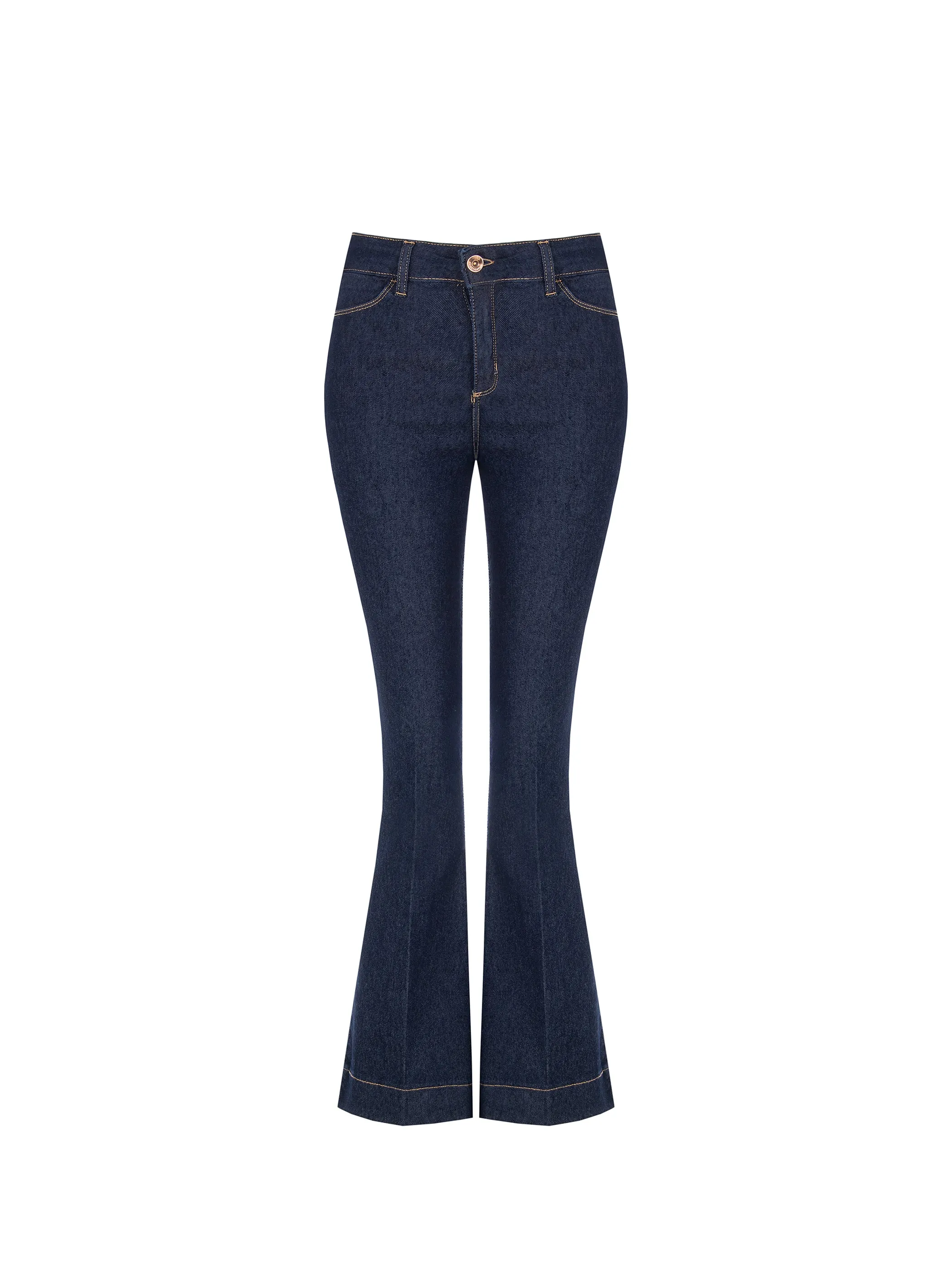 Pantalone Jeans a Zampa Elasticizzati Blu