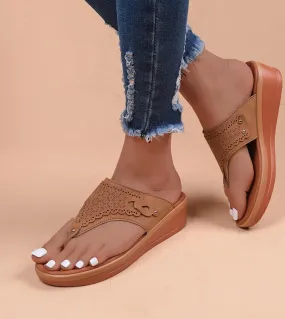 Sandali con plateau da donna Beach Casual Zeppe Infradito Premium ortopedico Open Toe Big Toe Anti Slip Outdoor Pu Leather S