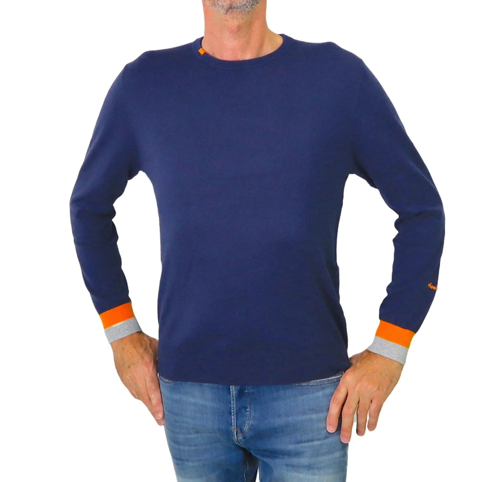 SHOCKLY maglione uomo scollo giro cotone LIVIGNO ROUND 7M5317 BLU inverno 2023