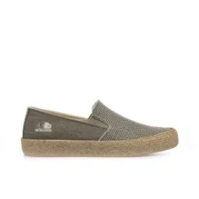 Slip-on beige in tessuto con bordo in corda