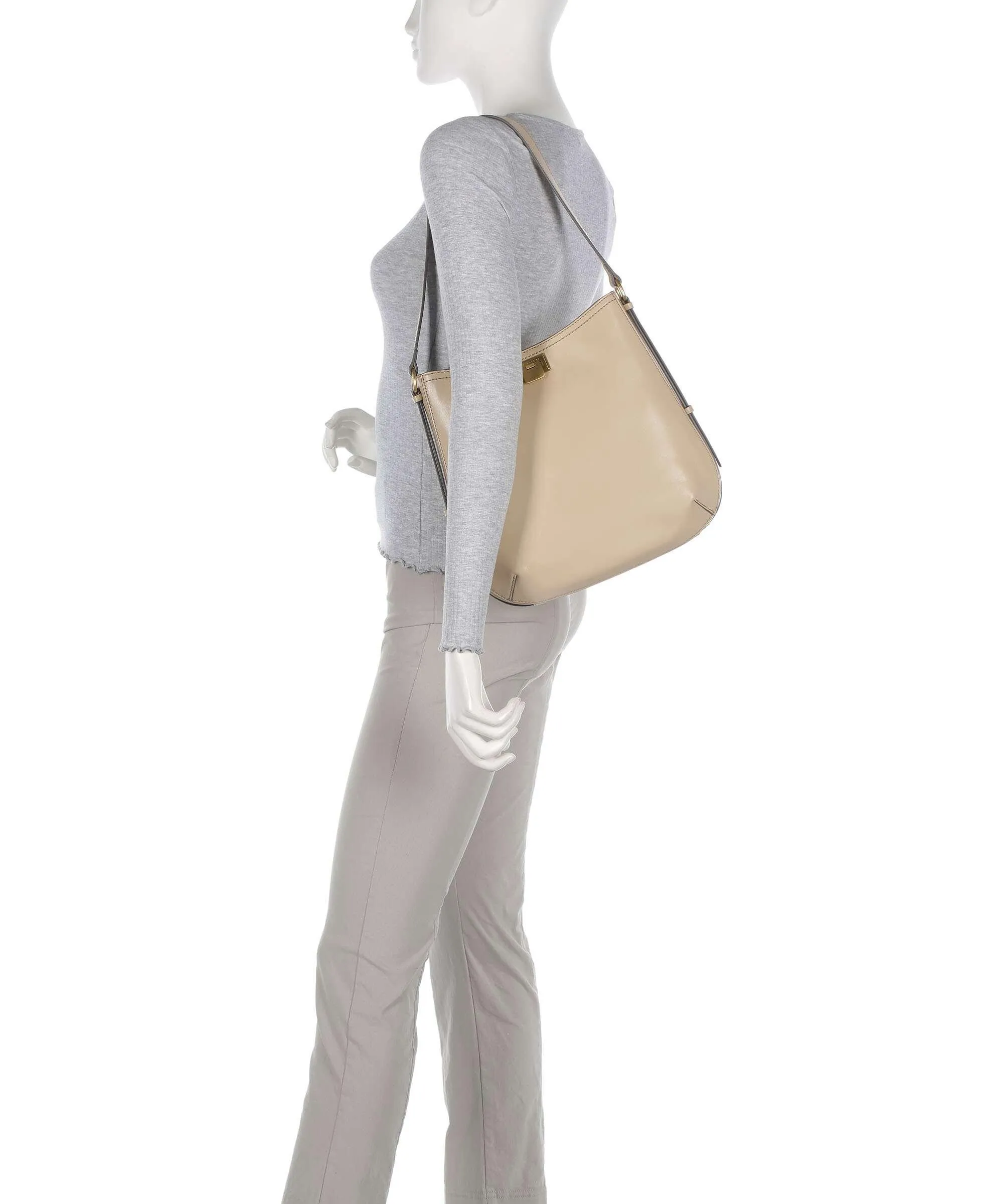  The Bridge Federica Borsa hobo pelle di vacchetta finemente grana beige  