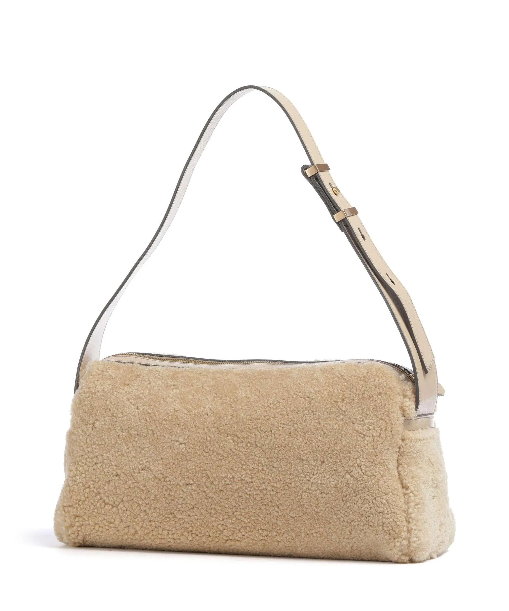  The Bridge Flora Wow Borsa a spalla pelliccia, pelle di vacchetta finemente grana beige  