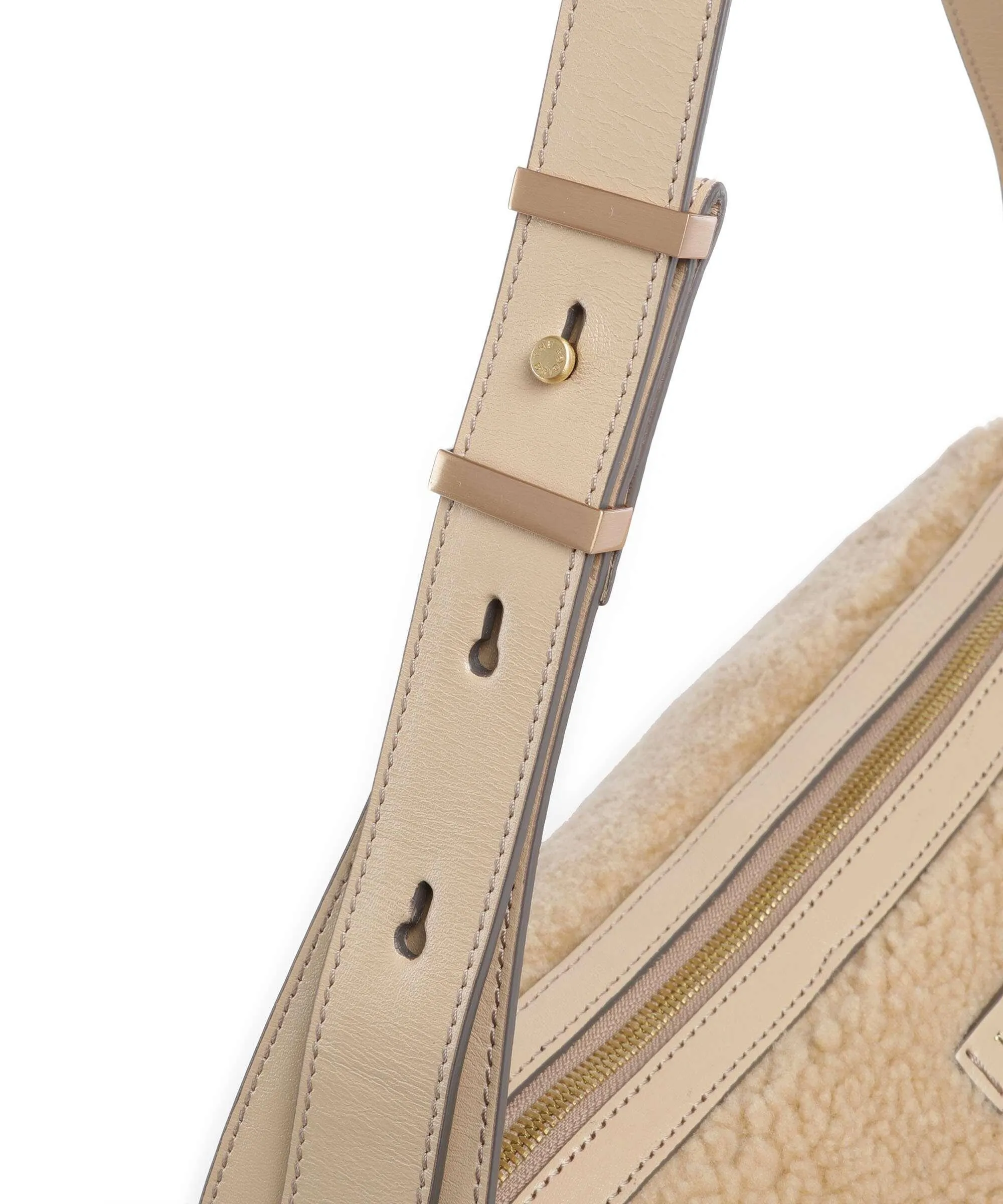  The Bridge Flora Wow Borsa a spalla pelliccia, pelle di vacchetta finemente grana beige  