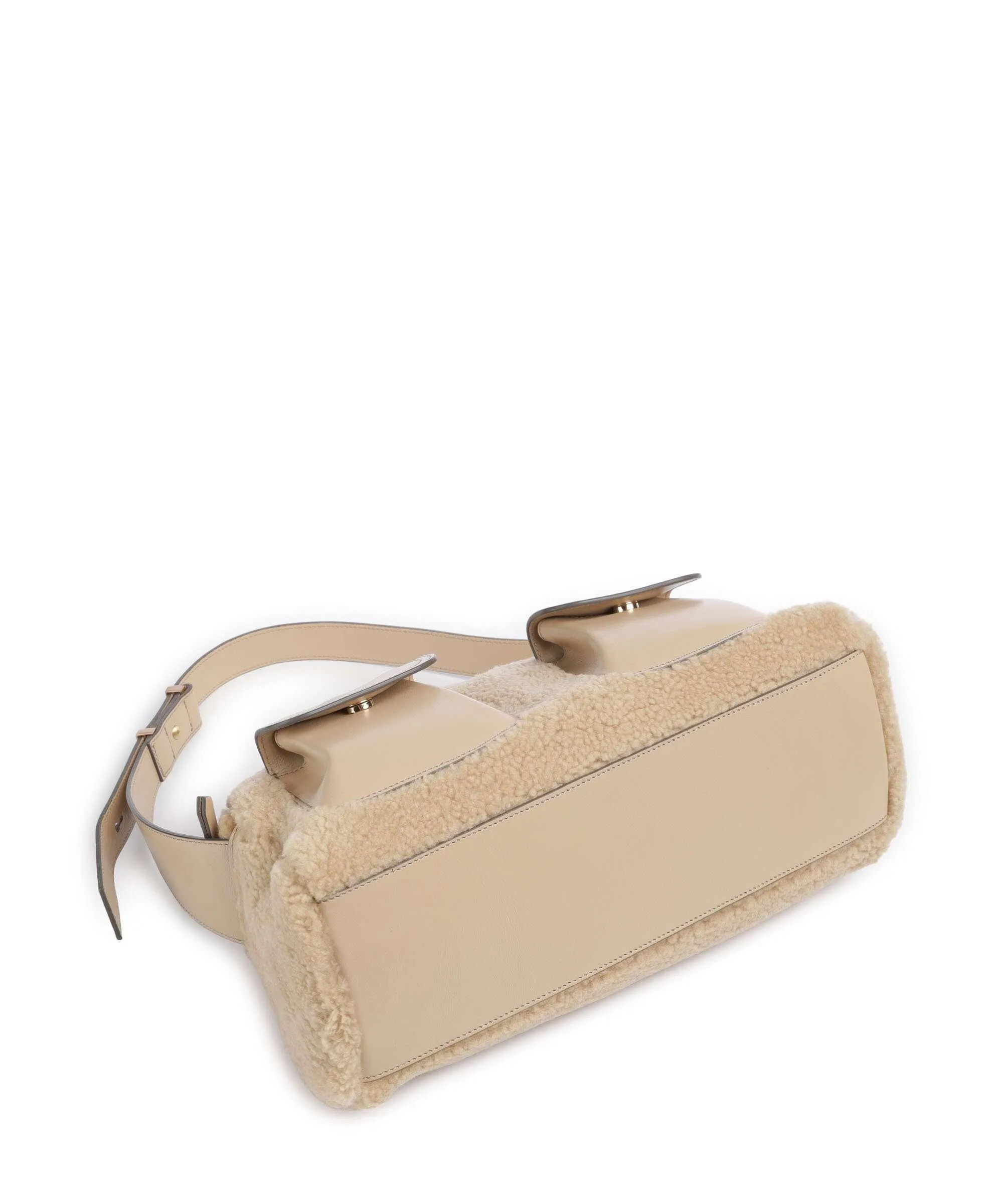  The Bridge Flora Wow Borsa a spalla pelliccia, pelle di vacchetta finemente grana beige  