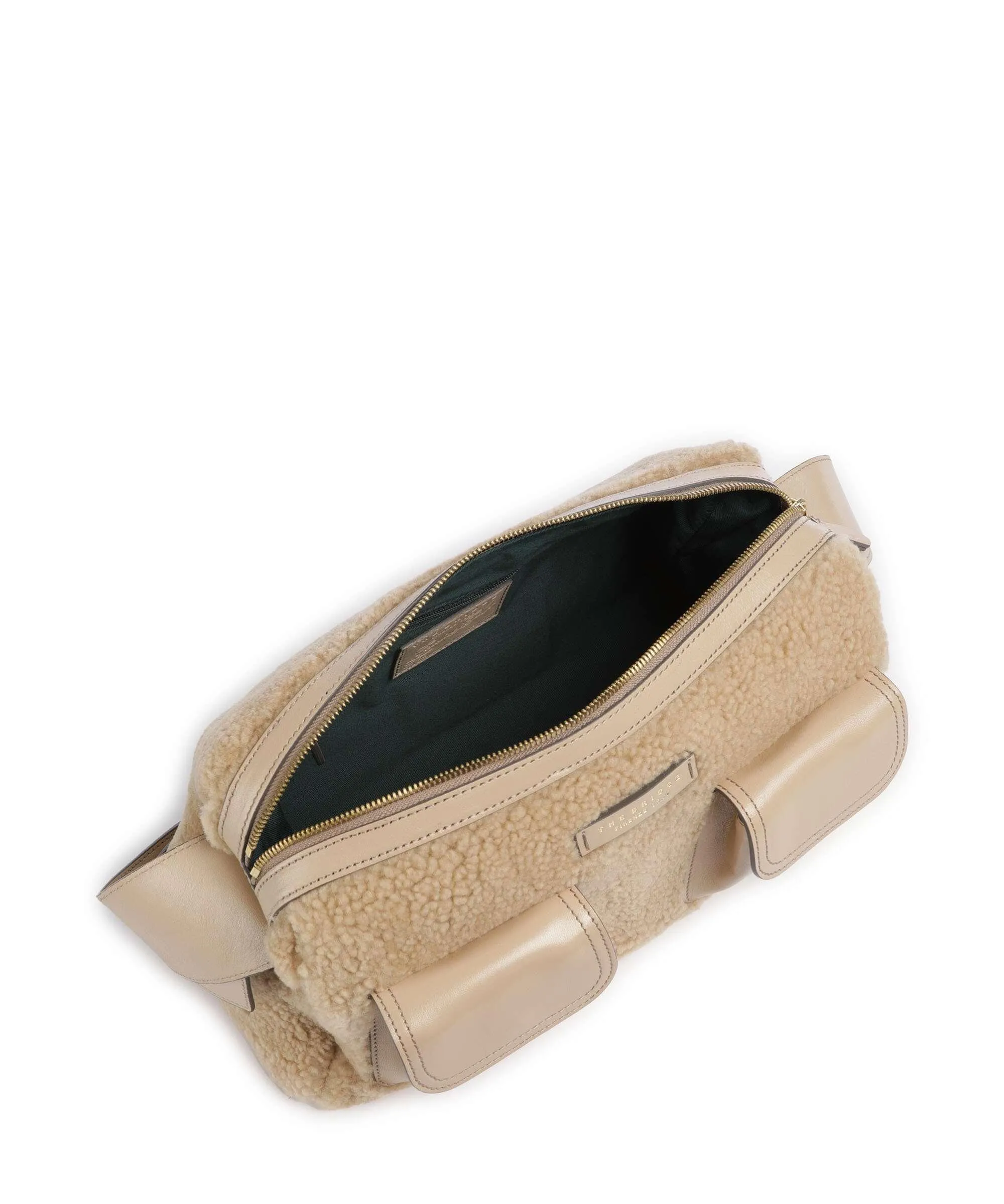  The Bridge Flora Wow Borsa a spalla pelliccia, pelle di vacchetta finemente grana beige  