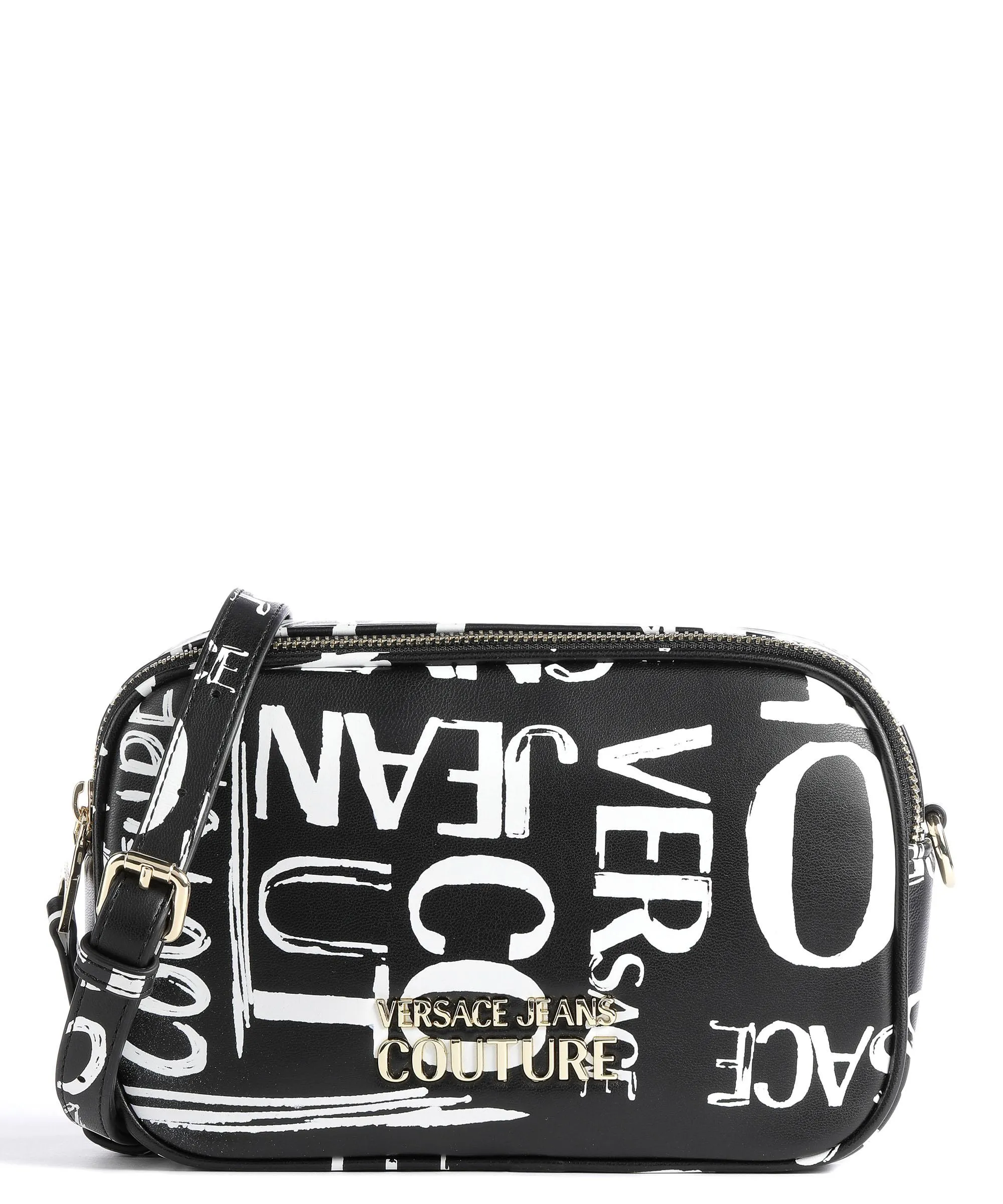  Versace Jeans Couture Soft Allover Logo Borsa a tracolla pelle sintetica nero/bianco  