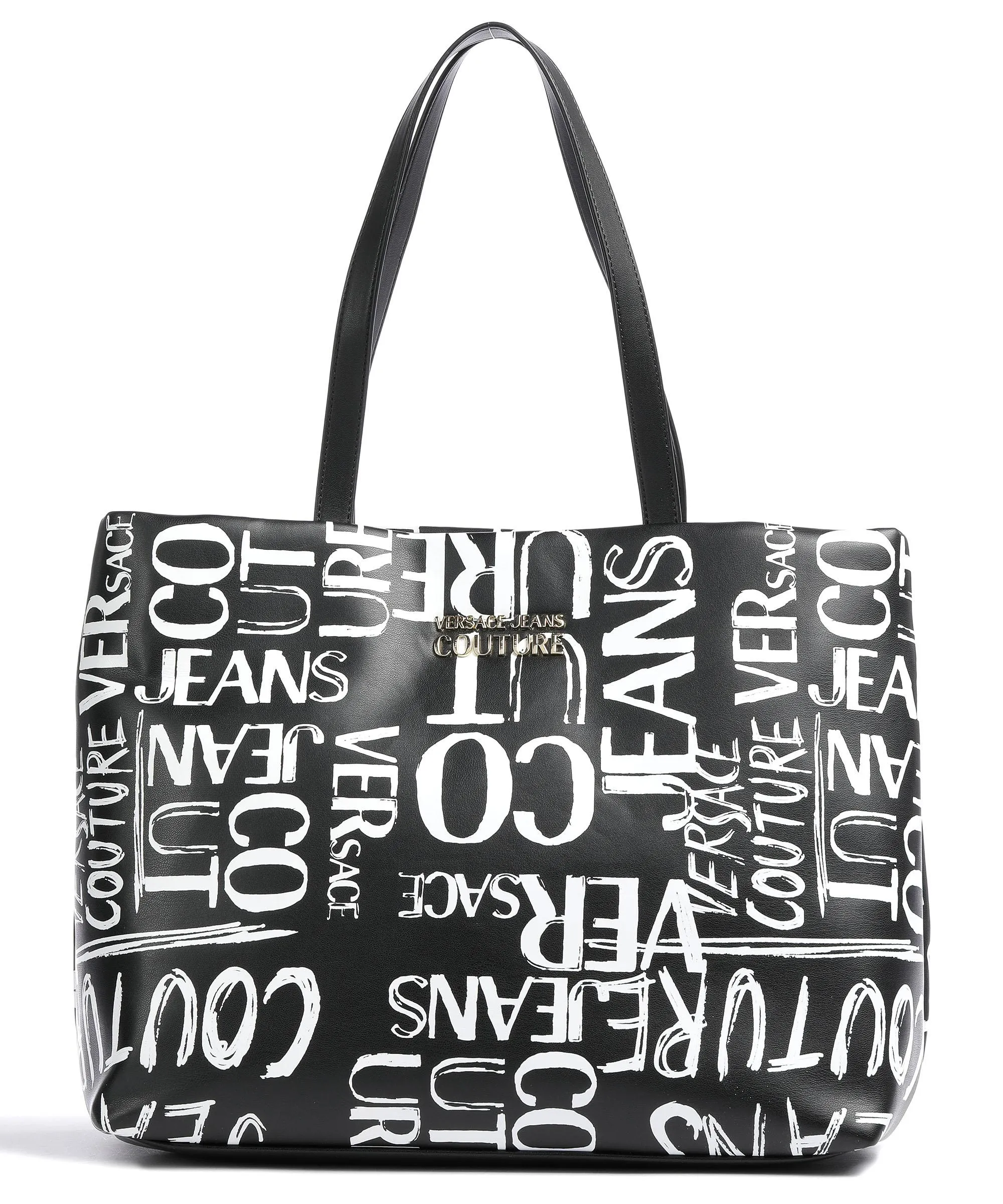  Versace Jeans Couture Soft Allover Logo Borsa shopper pelle sintetica nero/bianco  