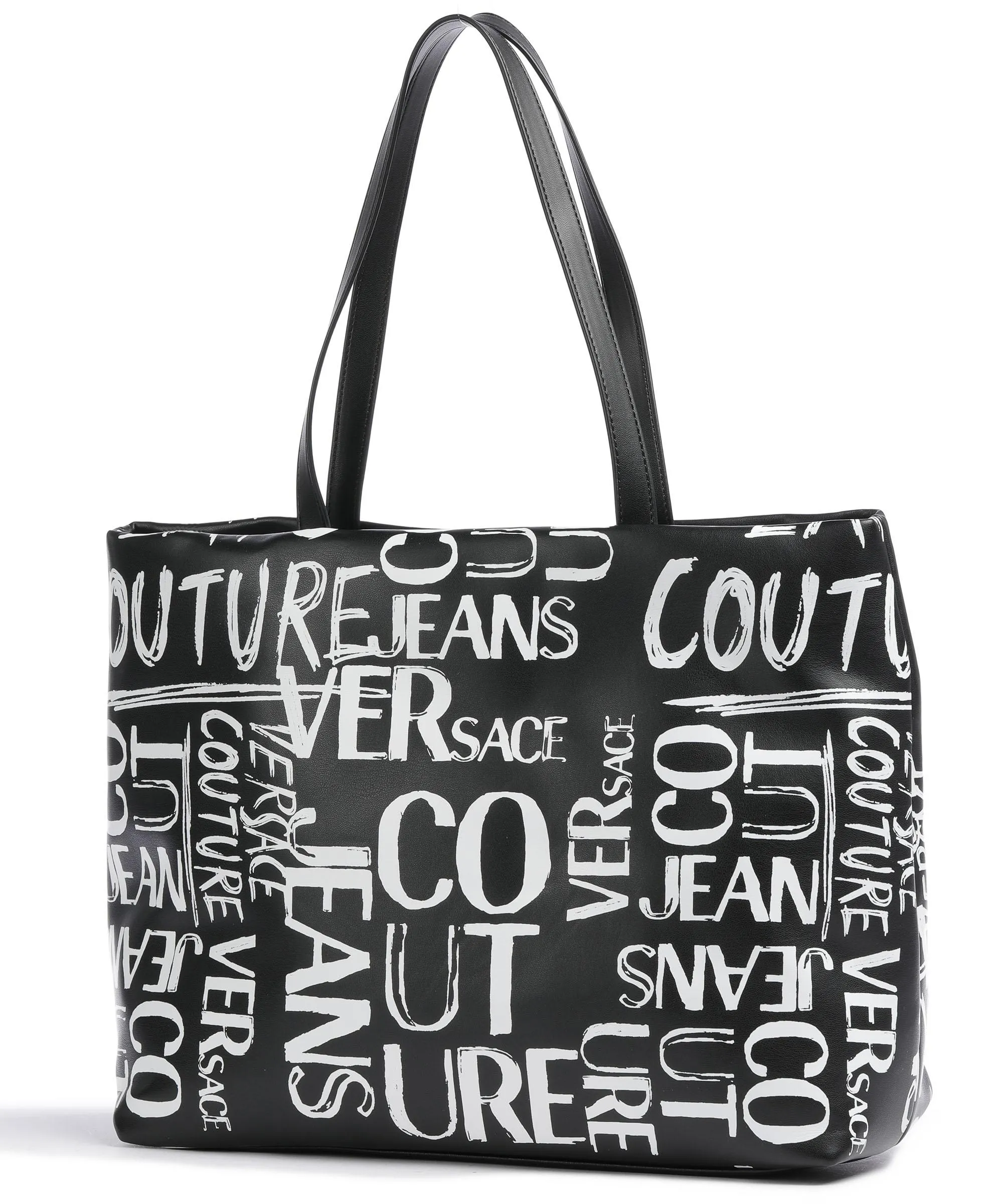  Versace Jeans Couture Soft Allover Logo Borsa shopper pelle sintetica nero/bianco  