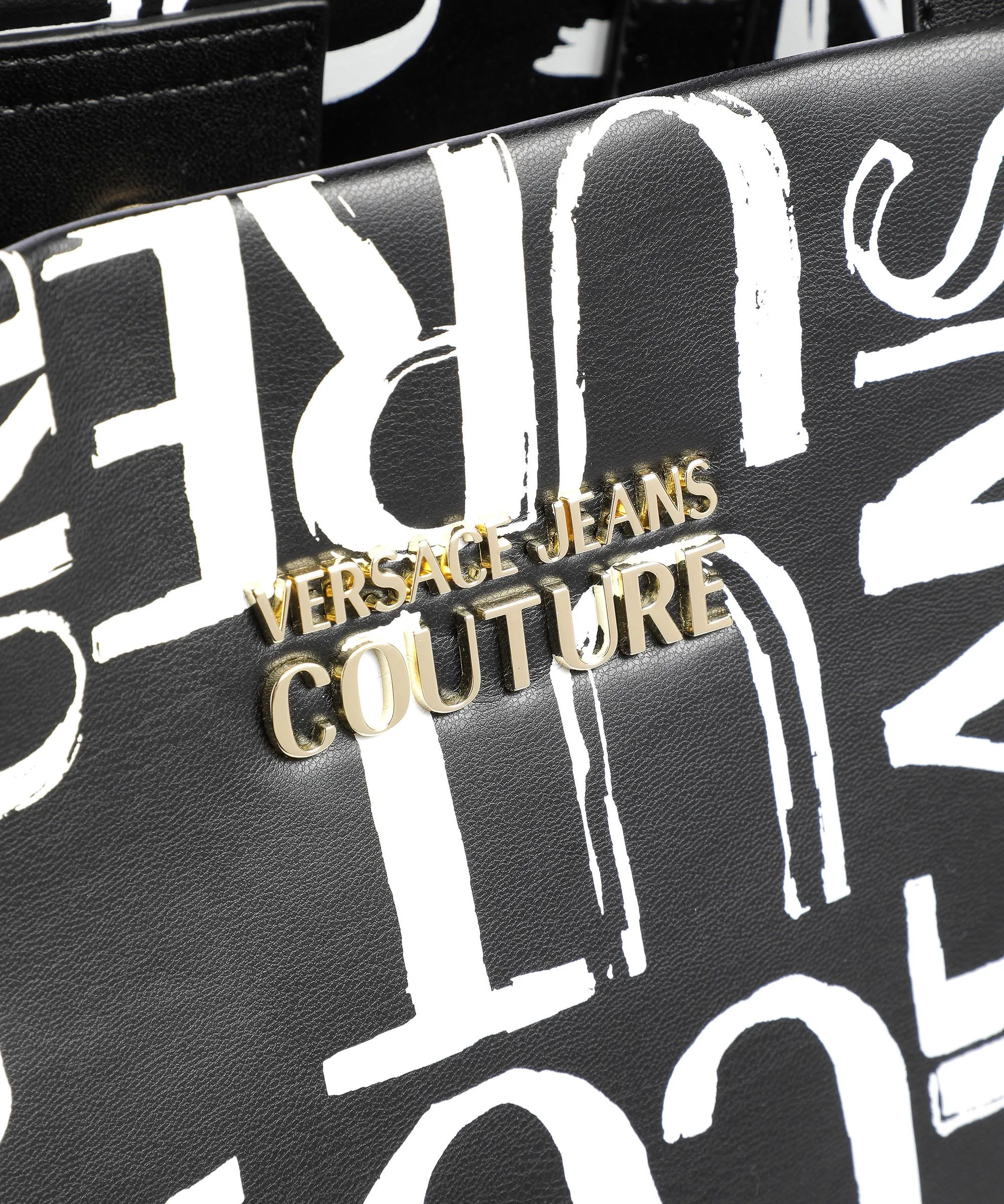  Versace Jeans Couture Soft Allover Logo Borsa shopper pelle sintetica nero/bianco  