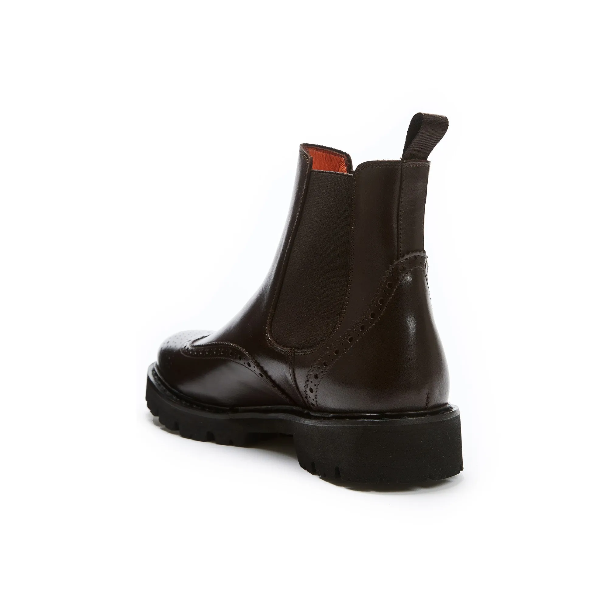 Wing tip chelsea boot dark brown